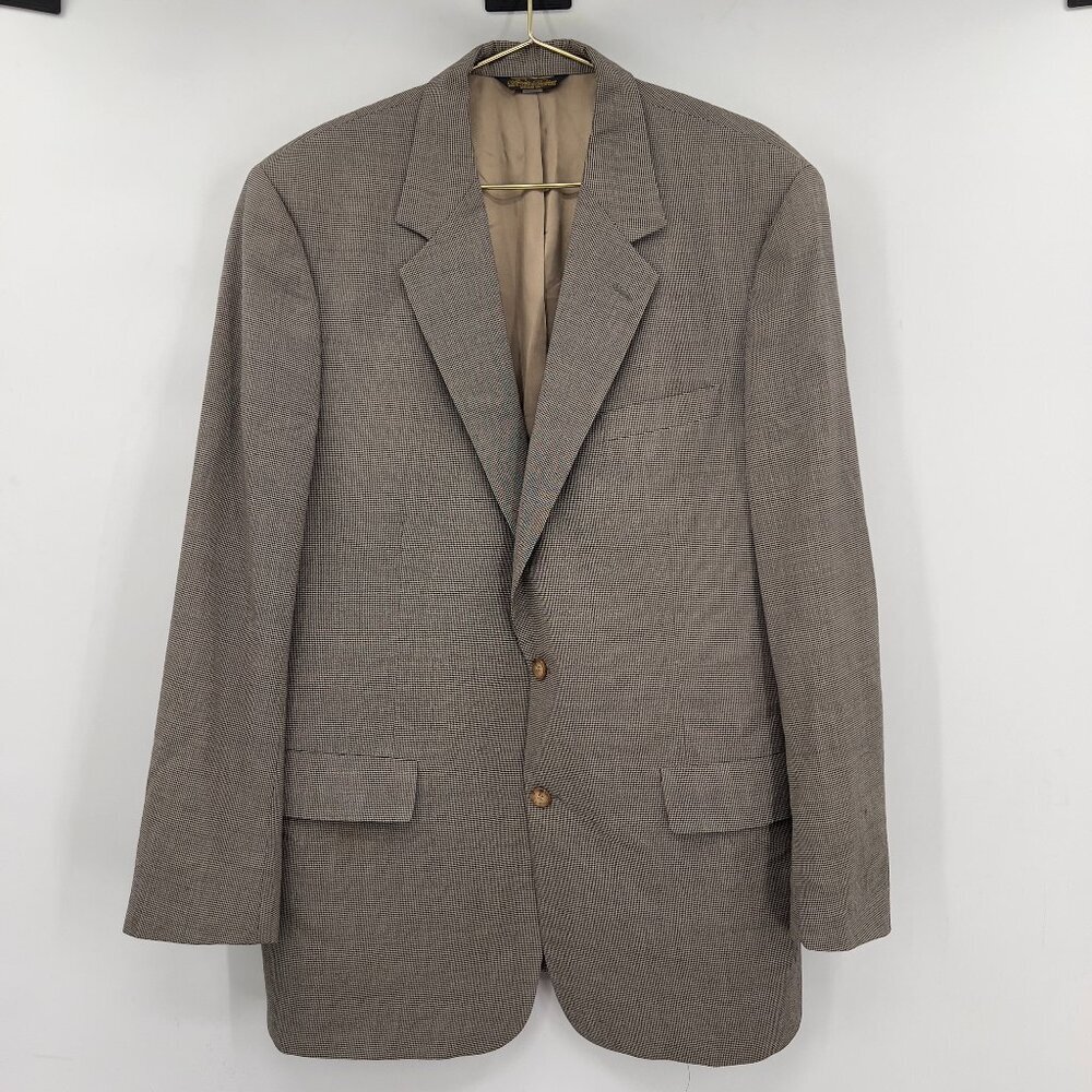 Brooks Brothers Mens Wool Houndstooth Pant Suit In Gray Size 44